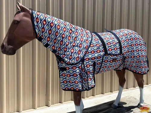 Miniatura 3 de HILASON Hoja de mosca de caballo con protección UV, malla transpirable, mosquito, primavera, alfombra de caballo de verano, alfombra de mosca