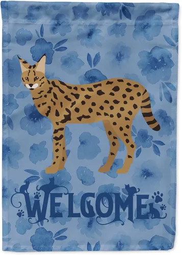 Miniatura 336 de Caroline's Treasures CK4813CHF - Bandera de bienvenida con gato abisinio azul, manga grande, para porche, para colgar en la pared, poliéster