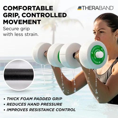 Miniatura 4 de THERABAND Water Weights, Aquatic Dumbbells for Pool Fitness, 2 Foam Weights with Padded Grip for Water Aerobics, Therapy, Workouts, Pool Exercise