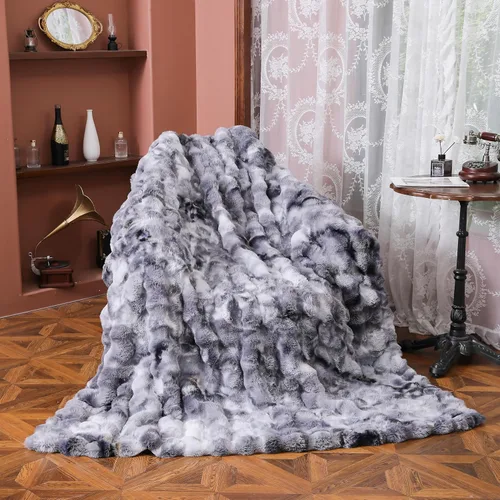 Miniatura 45 de UKELER - Manta Boho Sherpa 60" x 50" - Mantas de franela suaves y esponjosas para cama/sofá/oficina/camping A-bohemio