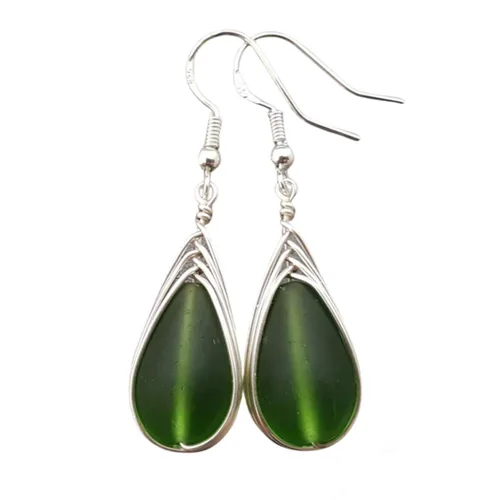 Miniatura 52 de Yinahawaii Handmade Sea Glass Earrings, Hawaiian Jewelry, Wire Braided Earrings Teardrop Earrings, Beach Jewelry Sea Glass Jewelry For Women Cobalt
