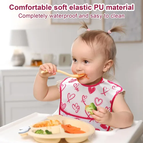 Miniatura 5 de Accmor Baby Bibs for Eating, Waterproof Mess Proof Baby Toddler Bibs, Apron Smock Feeding Bibs for Girls Boys