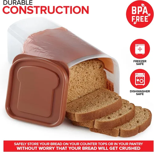 Miniatura 5 de Stock Your Home Recipiente para pan (paquete de 2) para pan, contenedor de almacenamiento de pan fresco, protector de pan transparente, soporte