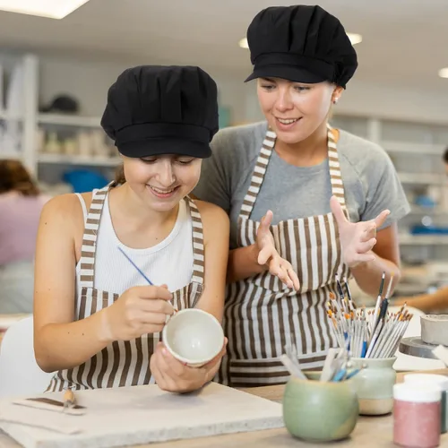 Miniatura 20 de Hicarer 16 sombreros de chef para mujer, redes para el pelo, cocina, cocina, gorra de chef ajustable, gorra de trabajo elástica para mujeres