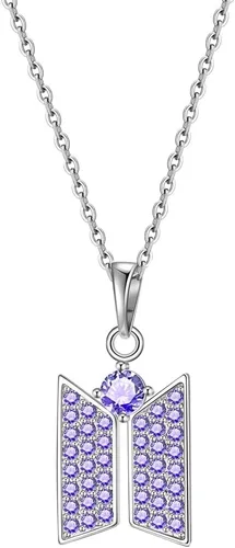 KPOP - Collar con colgante Bangtan para niños, joyería de circonita cúbica para regalo de fanáticos del ejército, Zirconia cúbica, Circonia cúbica
