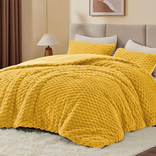 Miniatura 10 de BEDELITE Juego de Edredón Esponjoso Twin - Edredón Suave de Vellón Beige para Cama Twin, Juego de Ropa de Cama Lujoso y Cálido para Invierno, Juego