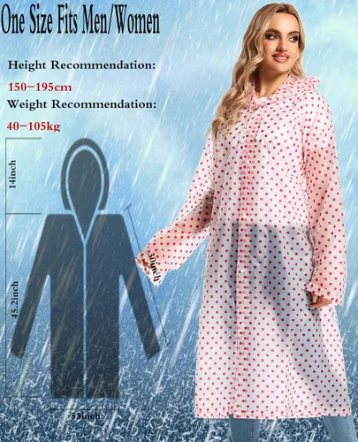 Miniatura 12 de 2 abrigos de lluvia de Borogo para adultos, chaquetas de lluvia reutilizables para hombres y mujeres