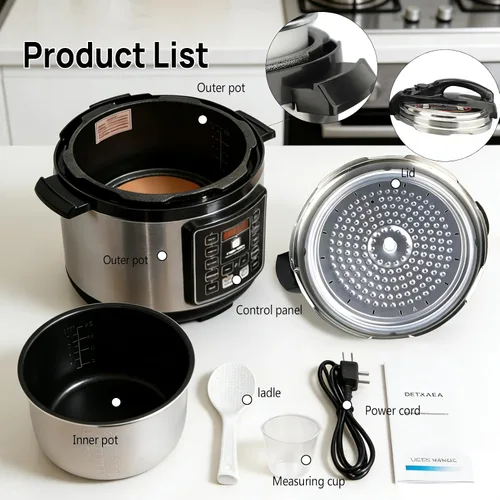 Miniatura 6 de Olla a presión eléctrica 10 en 1 con función de reserva de 24 horas, 6L, olla de cocción lenta, olla arrocera, wok, pastel, yogur, hace que cocinar