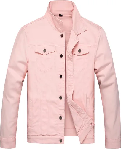 Miniatura 12 de LAMKUKU Chaqueta de mezclilla para hombre rasgada ajustada, abrigo de chaqueta vaquera para hombres