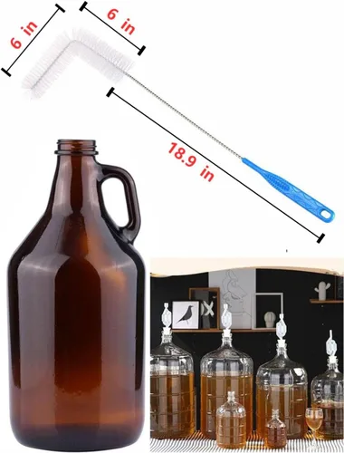 Miniatura 2 de Cepillo Carboy, 2 piezas de cepillos de nailon de 30 pulgadas y cepillos de acero inoxidable con mango extendido para botellas de agua de 3, 5, 6