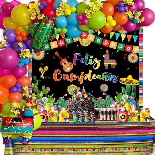 Miniatura 3 de Telón de fondo de Feliz Cumpleaños, fiesta mexicana, decoración de fiesta de feliz cumpleaños, Cinco de Mayo, Taco, carnaval, fotografía, fondo