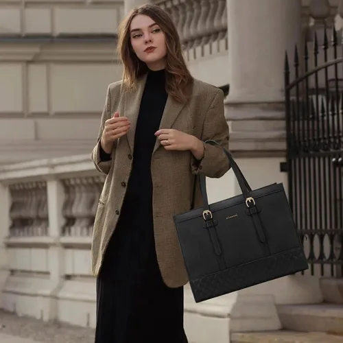Miniatura 3 de LOVEVOOK Bolsa para Laptop para Mujeres de 15.6 pulgadas Bolsa Tote de Lona para Laptop, Bolsa de Trabajo de Gran Capacidad con Bolso de Mano, Bolsa