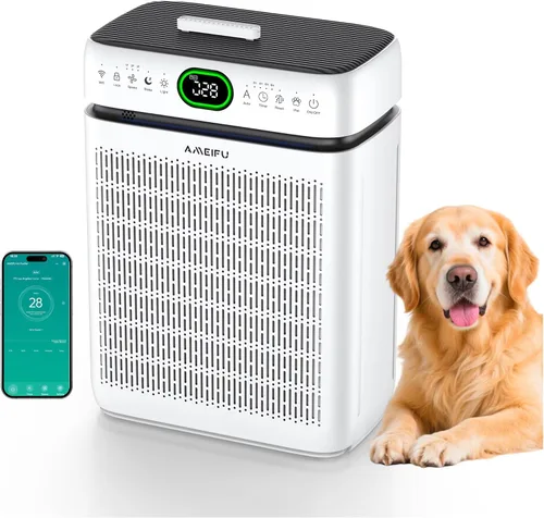 Purificadores de aire para el hogar, habitación grande de hasta 3500 pies cuadrados con filtros lavables, HEPA de doble cara con pantalla PM 2.5,
