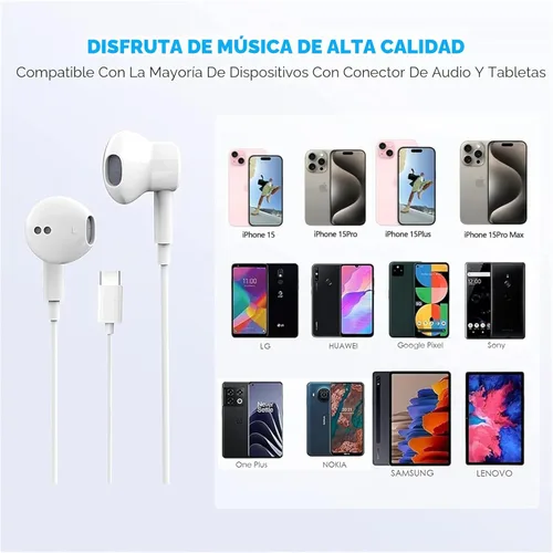 Miniatura 5 de Auriculares USB C para iPhone 17/16/15 Pro Max Plus Auriculares Tipo C con Micrófono y Control Remoto Cancelación de Ruido para iPhone 17/16/15 Pro