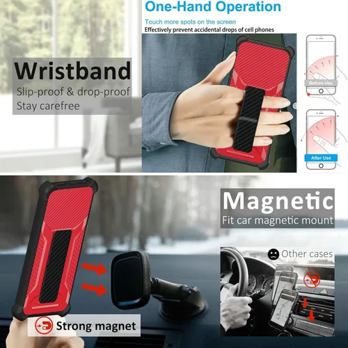 Miniatura 4 de Aroepurt Funda para Moto E22 Phone Case Stand Cover [con protector de pantalla de vidrio templado] Funda híbrida [soporte plegable magnético]