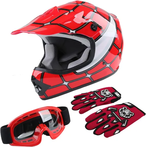 TCT-MOTORPARTS DOT - Casco de motocross para niños y jóvenes, casco de cara completa para motocross, ATV, todoterreno, casco de cuatro ruedas, araña