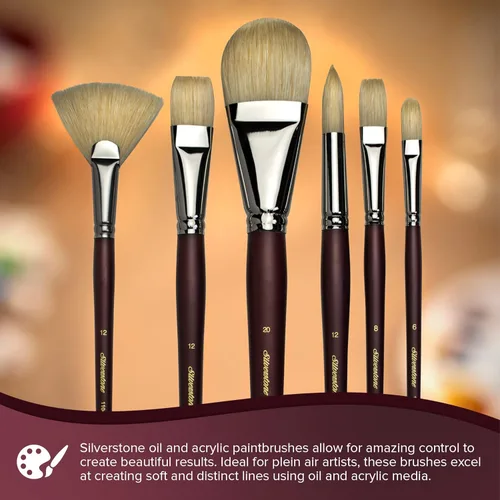 Miniatura 5 de Silver Brush 1102-4 Silverstone Excelente cepillo de cerdas de cerdo de mango largo, brillante, tamaño 4 Plano