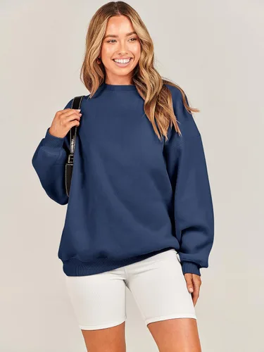 Miniatura 6 de ANRABESS Sudadera de gran tamaño para mujer, con cuello redondo, estilo Y2K, sudadera con capucha de forro polar, cómoda, camiseta informal, ropa