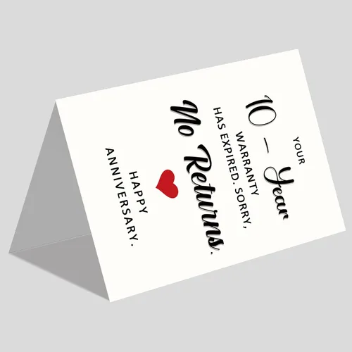 Miniatura 6 de Tarjeta Divertida de 10º Aniversario, Tarjeta de Regalo de 10º Aniversario de Bodas para Él Ella Esposo Esposa Parejas, Tarjetas de Aniversario