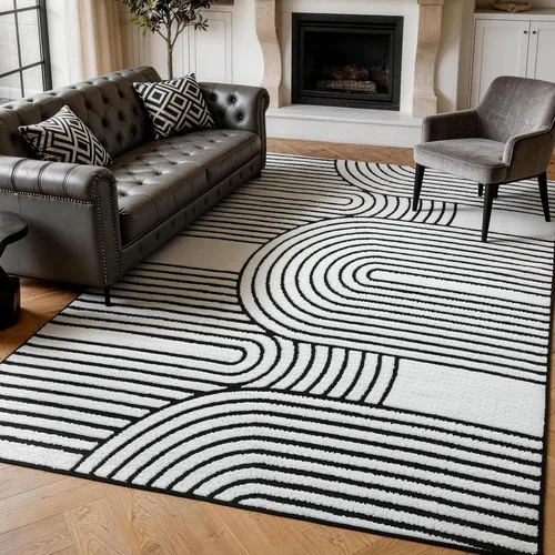 Miniatura 11 de YIHOUSE Alfombras de leopardo de 6 x 9 pies, alfombra suave de felpa lavable de pelo alto y bajo, antideslizante, no desprende pelusa, alfombra