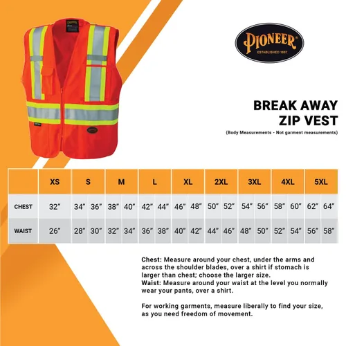 Miniatura 6 de Pioneer Chaleco de Seguridad de Malla Desmontable Hi Vis para Mujeres - Cinta Reflectante, 4 Bolsillos - Construcción, Tráfico, Seguridad - Naranja