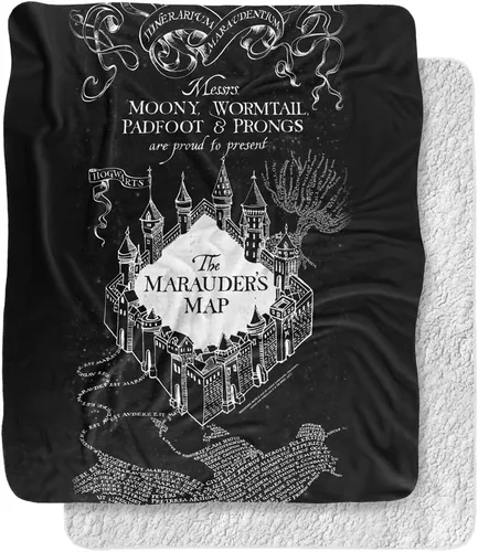 Miniatura 7 de Manta de Harry Potter, 50 x 60 pulgadas, manta de sherpa de tacto sedoso con parte trasera súper suave de Marauder's Map Mapa de Hp Marauder