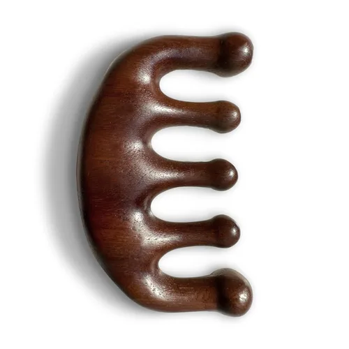 Masajeador de cuero cabelludo de madera – Peines de dientes anchos de sándalo verde 100% natural hecho a mano – Peine de masaje de madera y peine de