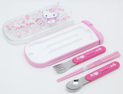 Miniatura 3 de OSK CT-20 - Juego de cubiertos de Hello Kitty, Sakura, tirar, trío, palillos, cuchara, tenedor, hecho en Japón, deslizante, apto para lavavajillas