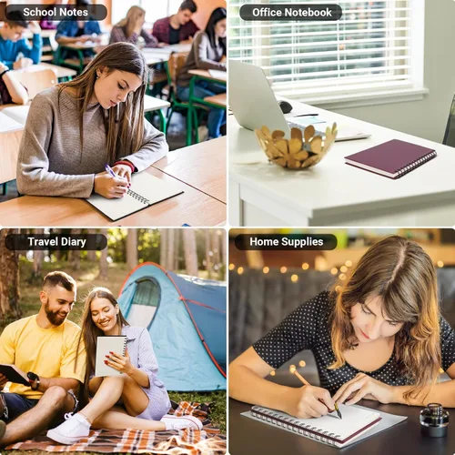 Miniatura 6 de EUSOAR Cuaderno en espiral, paquete de 3 cuadernos A5 de 5.5" x 8.3", con rayas para la universidad, 160 páginas/ 80 hojas, con tapa dura gruesa