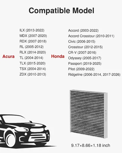 Miniatura 4 de Puroma Filtro de aire de cabina con carbón activado, repuesto para CP134, CF10134, Honda & Acura, Civic, CR-V, Odyssey, CSX, ILX, MDX, RDX, AT134