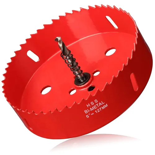 Miniatura 61 de Sierra de agujero de 4 1/8” (105mm) para madera y plástico, broca de corte de núcleo de sierra de agujero HSS bimetálica para paneles de yeso, Rojo