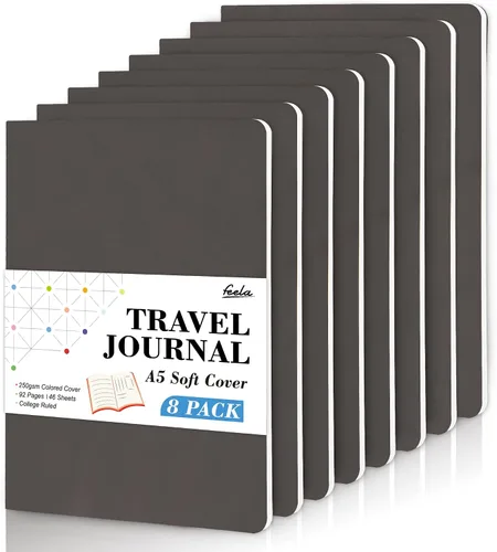 Miniatura 28 de Feela - Paquete de 8 cuadernos de tapa blanda en masa, cuadernos universitarios rayados para el trabajo, cuaderno de viaje rayado para mujeres y 8