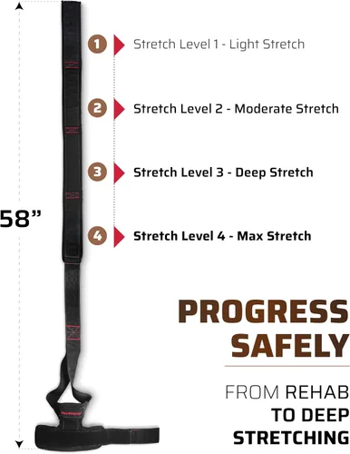 Miniatura 8 de THEFITGUY - Correa de estiramiento cuádruple con soporte de tobillo para fisioterapia 4-loop non-elastic strap for quad and hip flexor stretching