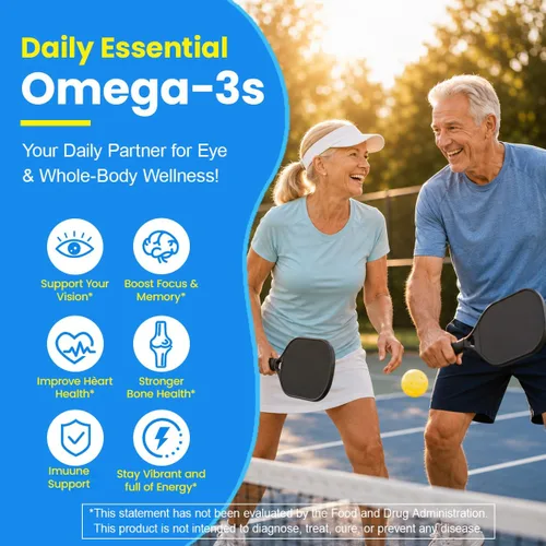 Miniatura 4 de Gomitas Omega 3 de 1600 mg, suplemento de algas Omega 3 sin pescado + multivitamínico, luteína, zeaxantina, arándano, vitamina A, C, D3, E