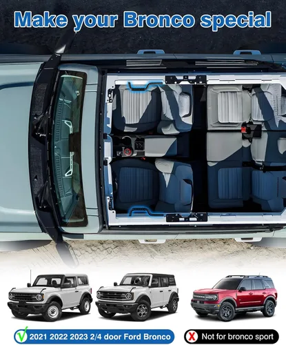 Miniatura 7 de Sunsdrew Asas de agarre para Ford Bronco 2021-2025 de 2 y 4 puertas, solo se ajustan a la barra antivuelco del asiento delantero, asas de agarre