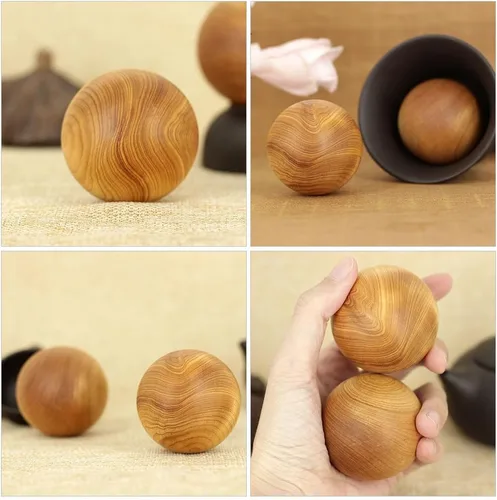 Miniatura 6 de Healifty Bolas de masaje de mano, paquete de 2 bolas de ejercicio de mano de madera de 1.96 pulgadas para estimulación muscular de mano, alivio