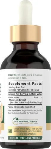 Miniatura 2 de Carlyle Extracto líquido de hongo de melena de leones 2 onzas líquidas Gotas de tintura Sin alcohol Suplemento vegetariano, sin OMG y sin