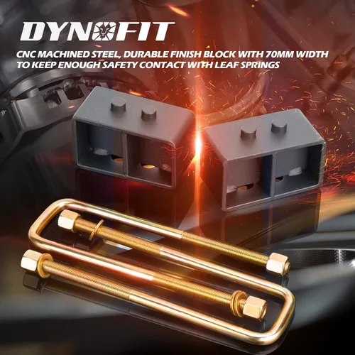 Miniatura 7 de Dynofit - Bloques de elevación traseros de 3 pulgadas para Ford F150 2WD 4WD 2004-2020, kit de bloque de elevación y pernos en U cuadrados