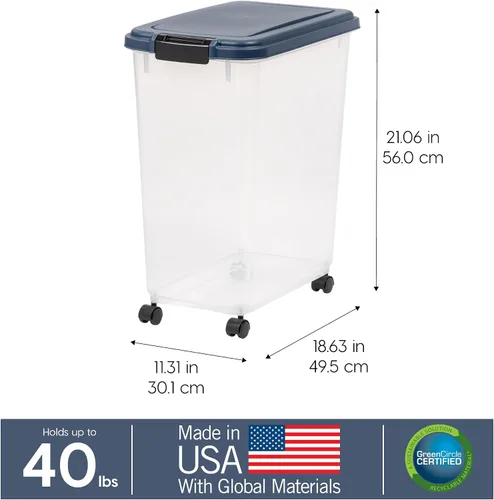 Miniatura 3 de IRIS USA Contenedor hermético de almacenamiento de alimentos para perros, hasta 40 libras, ruedas acoplables, para almacenamiento de alimentos