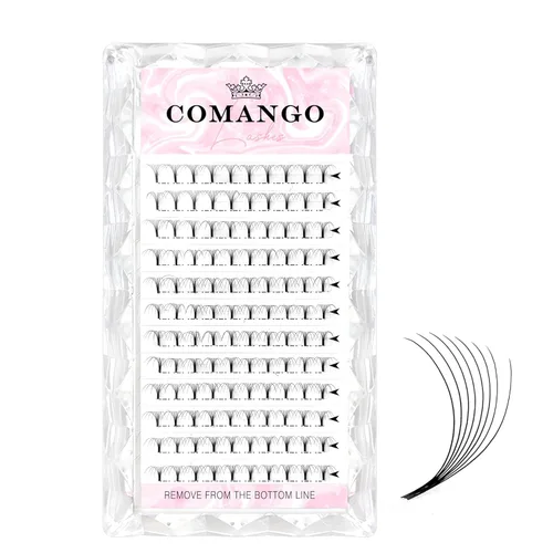Miniatura 35 de CoMango Extensiones de pestañas de volumen 3D/4D/5D/6D/10D, grosor de 0.003 in, rizo C/D, tallo corto de 0.315-0.591 in, extensiones de pestañas