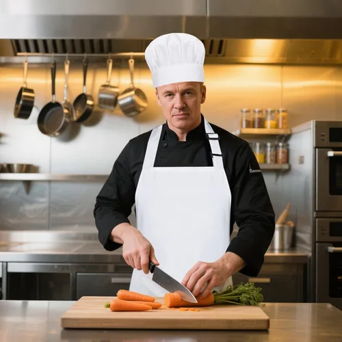 Miniatura 6 de Juego de delantal de chef y sombrero de chef, delantal de cocina ajustable con 2 bolsillos, disfraz de panadero para hombres y mujeres