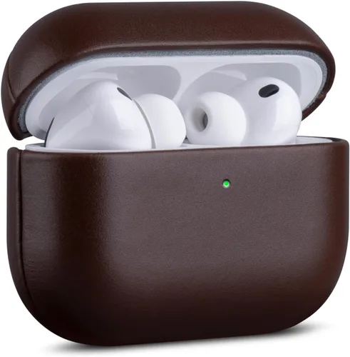 Miniatura 39 de Haobobro Funda de piel para AirPods Pro 3, piel seleccionada respetuosa con la piel, con textura de fibra de carbono, hecha a mano, funda rígida