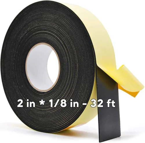Burlete de neopreno de 2 pulgadas de ancho x 1/8 pulgadas de T, cinta autoadhesiva de goma de espuma para aislamiento de ventanas de puertas