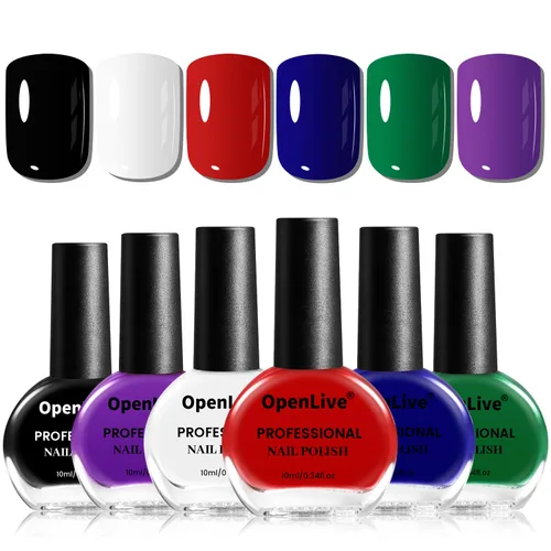 Miniatura 8 de OpenLive Juego de 12 esmaltes de uñas con combinación de 10 colores, 2 capas base y superior, esmalte de uñas de secado rápido de larga duración