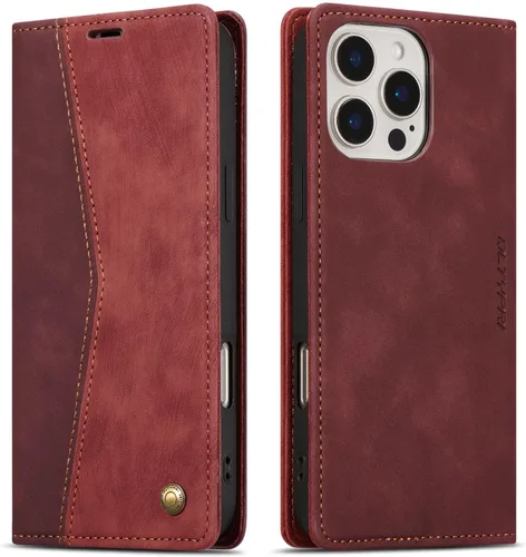 Miniatura 67 de QLTYPRI Para iPhone Air Case Wallet Con Tarjetero, Vintage PU Cuero Kickstand Cierre Magnético A Prueba De Golpes Folio Libro Funda Para IPhone 17