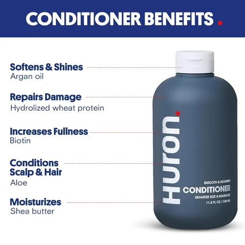 Miniatura 3 de Huron Acondicionador para hombres y mujeres, acondicionador fortalecedor con aroma cítrico + enebro + verde y tratamiento hidratante