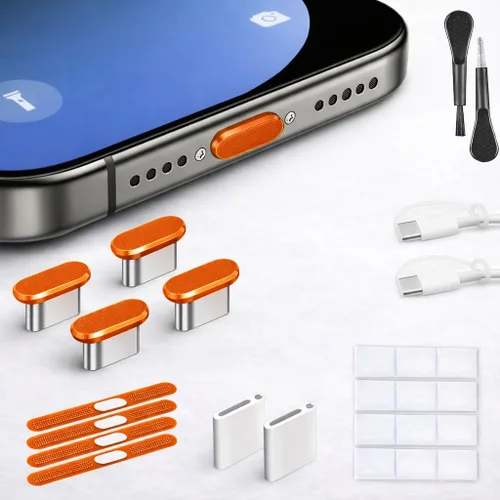 Miniatura 9 de Mizi Enchufe antipolvo USB C, paquete de 4 protectores de puerto de carga para iPhone 17 Pro Max, accesorios de limpieza completos - Negro