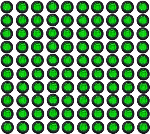 TMH 100 luces indicadoras laterales redondas de 3/4 pulgadas, 3 luces LED de 12 V CC (verde (100 unidades)