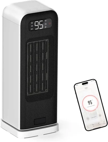 MORENTO Calentadores de espacio para uso en interiores, calentador eléctrico portátil con termostato, control inteligente y de voz, seguridad de