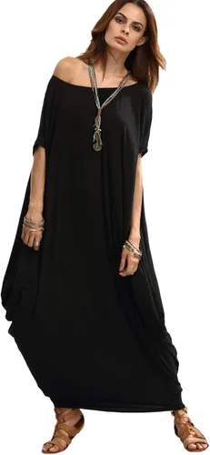 Miniatura 3 de Verdusa Vestido largo para mujer, con cuello estilo bote amplio, de gran tamaño, caftán, con manga murciélago